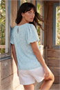 Light Blue  Textured Stitch Top, Image 2 of 4