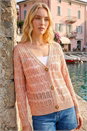 Peach Stitch Detail Button Through Knit Cardigan, Image 2 of 4