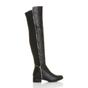 Black AJVANI Black Elastic Gold Zip Over The Knee Boots, Image 2 of 6