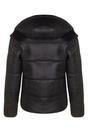 Black Womens Puffer Leather Bomber Jacket-Ajax, Image 5 of 6