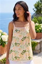 Peach Floral Broderie Trim Cami Top, Image 4 of 4