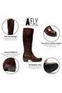 Brown Womens Leather Riding Long Boots-MISTRY, Image 3 of 5