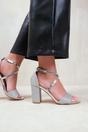 Silver 'Ruth' Mid High Block Heel Sandals, Image 4 of 4