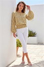 Stone Petite Printed Shirred Band Top, Image 2 of 4