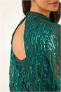 Green Dusk All Over Fringe Shift Dress, Image 5 of 7