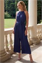 Navy  Pleated Halter Neck Jumpsuit, Image 2 of 4