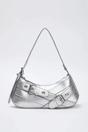 Silver Baguette Shoulder Bag With Belt-Buckle Hardware, Image 1 of 3