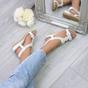 White AJVANI White Mid Wedge Diamante Slingback Sandals, Image 5 of 6