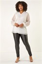 Ivory  Curve Textured V-Neck Top, Image 2 of 5
