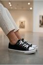 Black Pearl Canvas Lace Up Low Trainers, Image 5 of 5