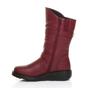 Burgundy AJVANI Burgundy Low Wedge Heel Comfort Calf Biker Boots, Image 3 of 6