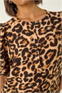 Beige Animal Print Bow Blouse, Image 5 of 5