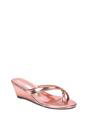 Brown XY LONDON Brown 'Rosa' Mid Wedge Heel Sandal Mules With Toe Post, Image 2 of 6