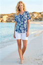 Blue Floral Print Zip Detail Top, Image 2 of 4