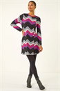 Purple Zig Zag Side Button Dress, Image 2 of 5