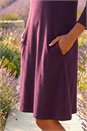 Purple A-Line Pocket Detail Stretch Swing Dress, Image 4 of 4