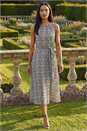 White Polka Dot Pleated Midi Dress, Image 2 of 4