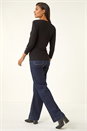 Black Sparkly Diamante Button Scallop Edge Jumper, Image 3 of 5