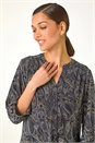 Ochre Textured Paisley Print Stretch Blouse, Image 4 of 5