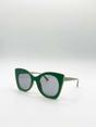 Green Oversized Round Cat-Eye Sunglasses, Image 2 of 6