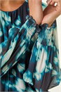 Teal Petite Mesh Blouson Top, Image 6 of 6