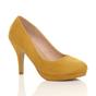 Yellow AJVANI Yellow Mid High Heel Court Shoes, Image 1 of 6