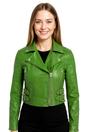 Green Cropped Brando Leather Biker Jacket, Image 1 of 6