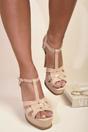 Neutral iKrush Neutral Francesca Platform T Bar Sandal High Heels, Image 2 of 8