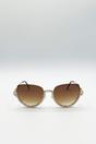 Gold Upper Rimless Pearl Sunglasses in Gold Brown, Image 2 of 6