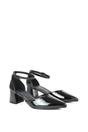 Black XY LONDON Black 'Evie' Low Block Heel Court Shoes With Pointed Toe, Image 4 of 6
