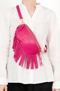 Pink Fringed Half Moon Leather Crossbody Bag, Image 2 of 2