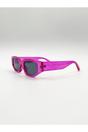 Pink Angular Sunglasses in Translucent Hot Pink, Image 3 of 6