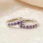 Purple Amethyst February Birthstone Small Silver Huggie Hoops, Image 1 of 5