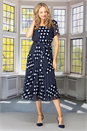 Navy  Julianna Patchwork Pleated Chiffon Dress, Image 2 of 4