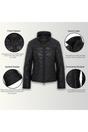 Black Infinity Leather Black Puffer Quilted Bomber Leather Jacket, Image 3 of 7