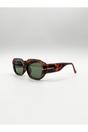 Brown SVNX Brown Oval Sunglasses with Wide Arm, Image 2 of 6