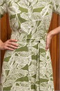 Green Leaf Print Belted Shirt Dress, Image 4 of 4