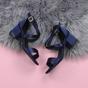 Navy Blue AJVANI Navy Blue Mid Block Heel Crossed Straps Sandals, Image 4 of 6