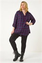Navy  Curve Checkered Overshirt, Image 2 of 5