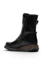 Black Womens Leather Ankle Biker Boots-SCOP110, Image 4 of 5