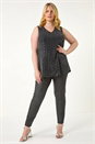 Black Curve Sparkle Vest Stretch Top, Image 2 of 5
