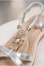Silver iKrush Silver Saoirse Embellished Strappy Flat Sandals, Image 3 of 5