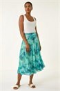 Aqua Marble Print Mesh Layer Skirt, Image 3 of 5