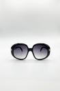 Black SVNX Black Bold Round Oversized Sunglasses In Black, Image 1 of 5
