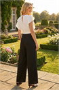 Black Colour Block V-Neck Stretch Jumpsuit , Image 3 of 4