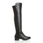Black Low Heel Elastic Gold Zip Over The Knee Boots, Image 2 of 6