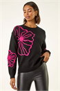 Black Cornelli Floral Knit Jumper, Image 4 of 5