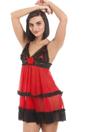 Red Sheer Babydoll With Thong, Image 1 of 6