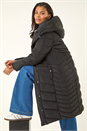 Black Hooded Quilted Coat, Image 1 of 5