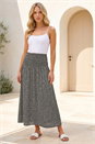 Black Petite Ditsy Print Shirred Midi Skirt, Image 1 of 4